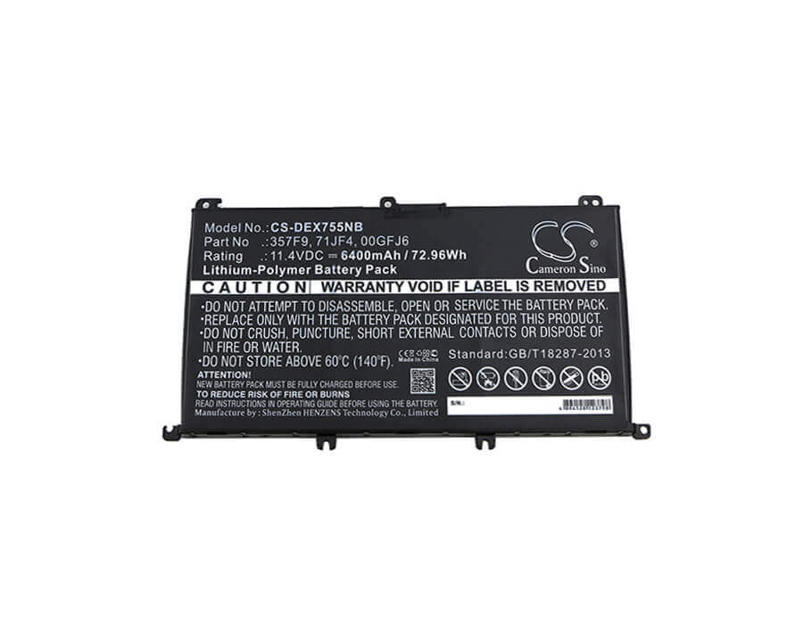 Battery For Dell, Ins15pd, Ins15pd-1548b, Ins15pd-1548r, Ins15pd-1748b 11.4v, 6400mah - 72.96wh Notebook, Laptop Cameron Sino Technology Limited