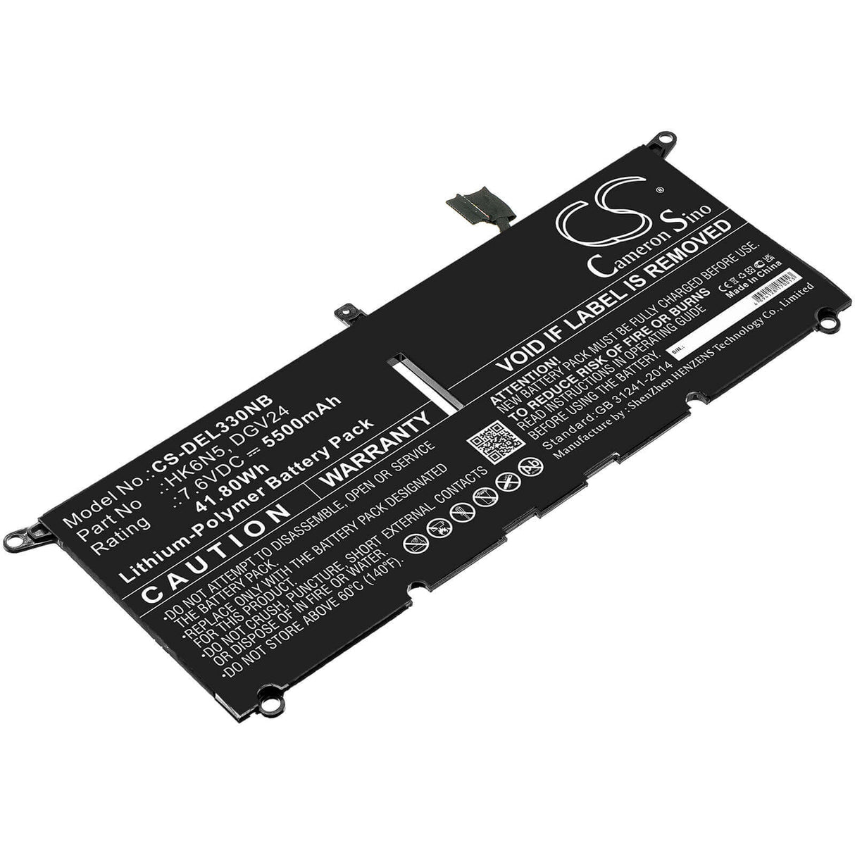 Battery For Dell, Inspiron 13 5000 5390, Inspiron 13 5390, Inspiron 13-5390-d1305l 7.6v, 5500mah - 41.80wh Notebook, Laptop Cameron Sino Technology Limited