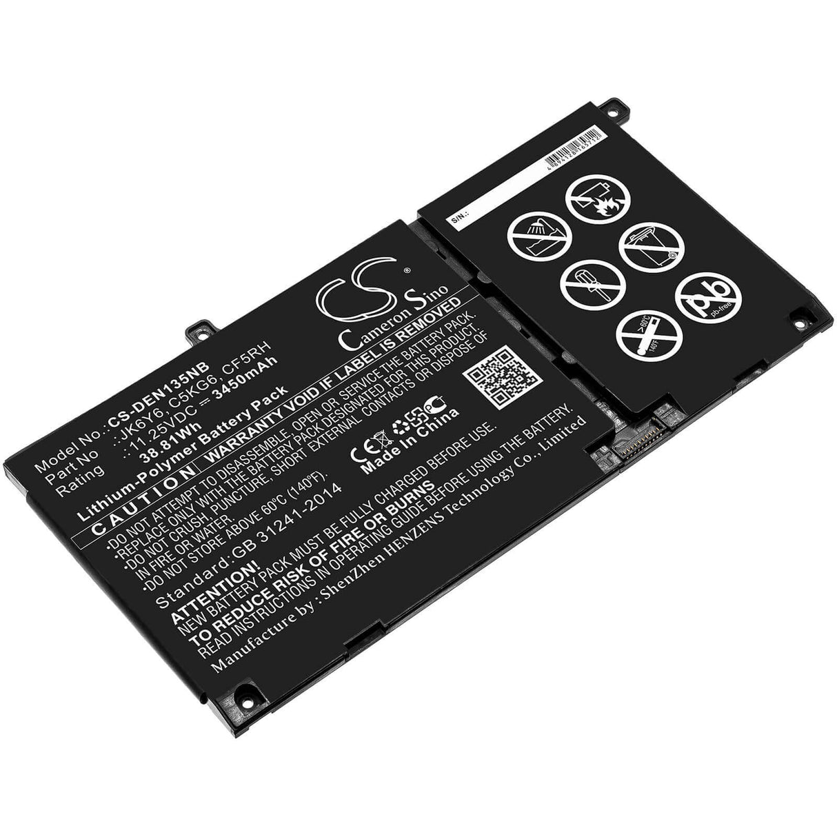 Battery For Dell, Inspiron 13 5301, Inspiron 14 5406 2-in-1, Latitude 15 3510 11.25v, 3450mah - 38.81wh Notebook, Laptop Cameron Sino Technology Limited