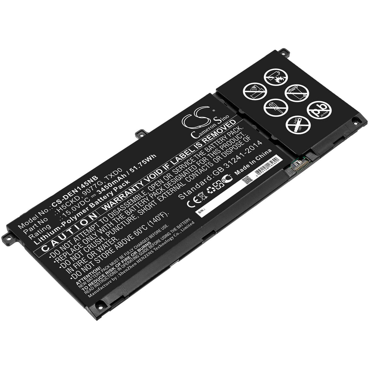 Battery For Dell, Inspiron 13 7306 2-in-1, Inspiron 14 5401, Inspiron 15 5501 15v, 3450mah - 51.75wh Notebook, Laptop Cameron Sino Technology Limited