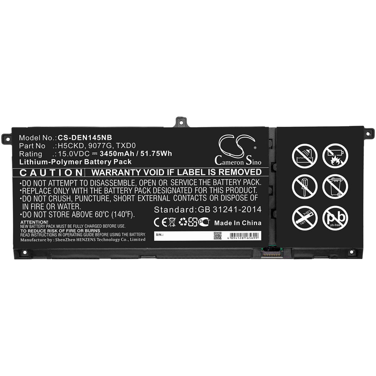 Battery For Dell, Inspiron 13 7306 2-in-1, Inspiron 14 5401, Inspiron 15 5501 15v, 3450mah - 51.75wh Notebook, Laptop Cameron Sino Technology Limited
