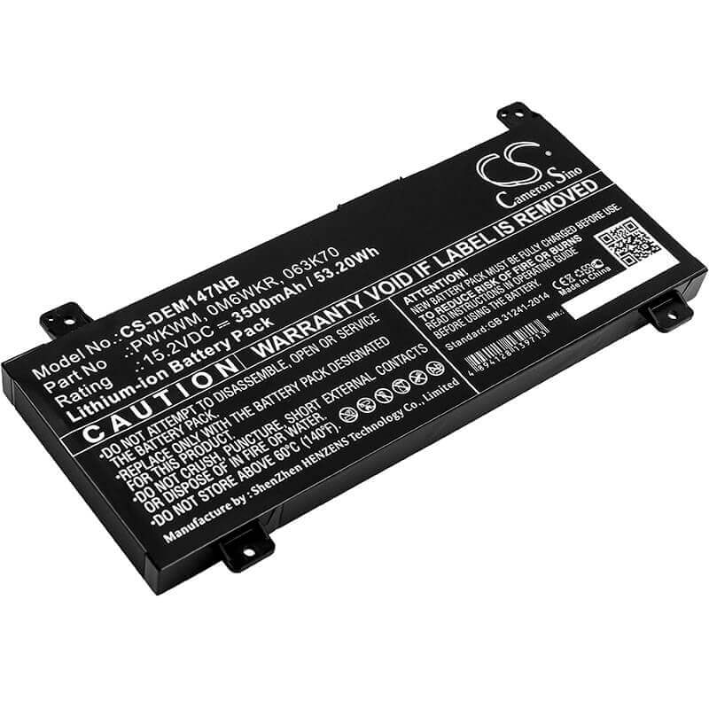 Battery For Dell, Inspiron 14 7000, Inspiron 14 7466, Inspiron 14 7467 15.2v, 3500mah - 53.20wh Notebook, Laptop Cameron Sino Technology Limited