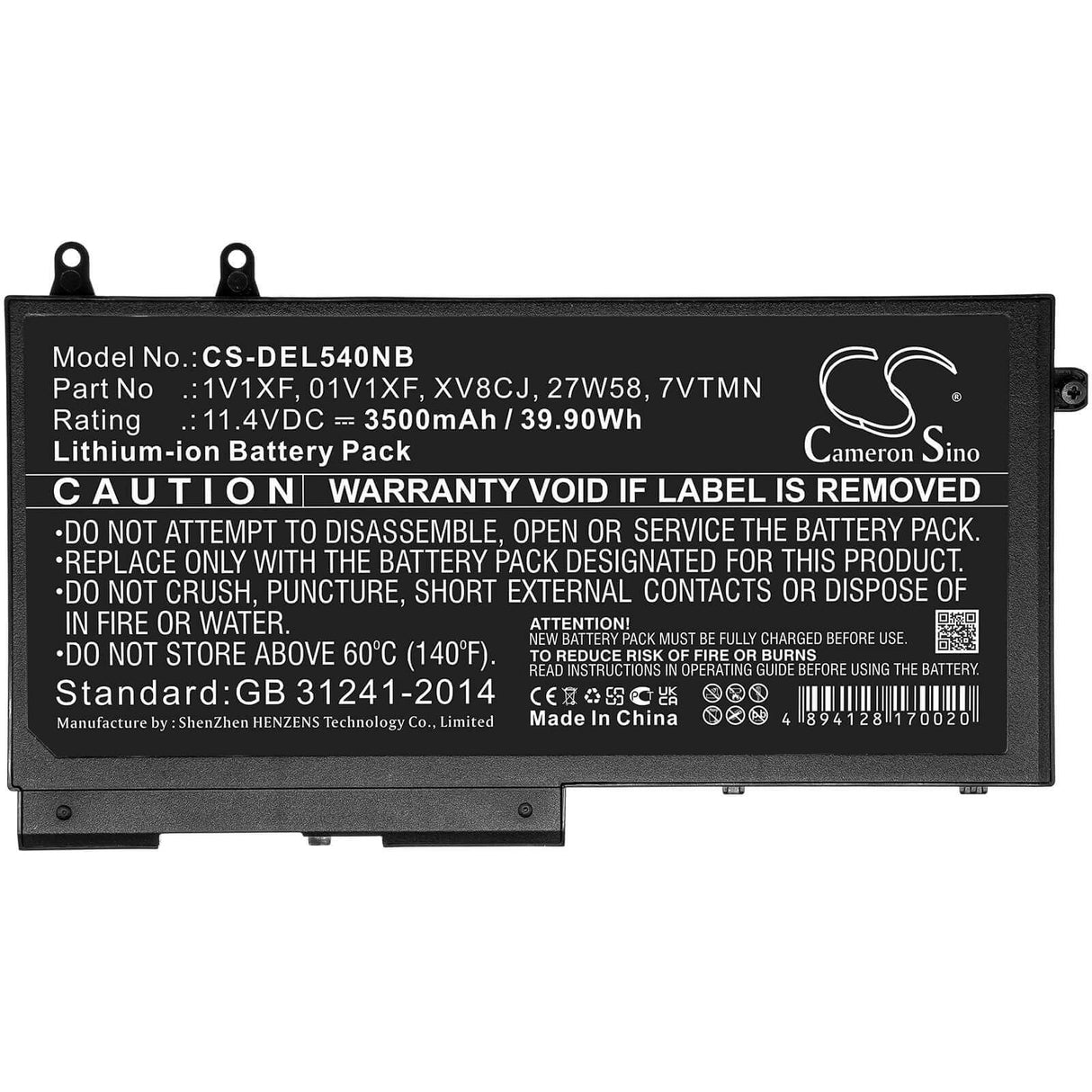 Battery For Dell, Inspiron 7591 2-in-1, Latitude 5400, Latitude 5400 Chromebook 11.4v, 2600mah - 29.64wh Notebook, Laptop Cameron Sino Technology Limited