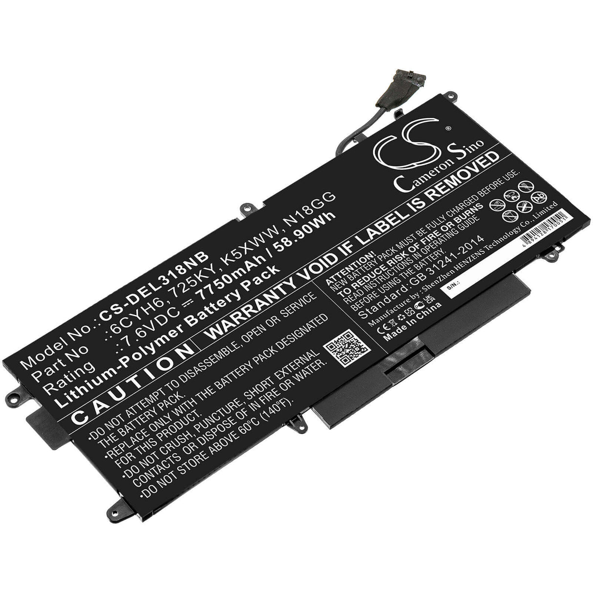 Battery For Dell, Latitude 12 5289, Latitude 5289, Latitude E5289 7.6v, 7750mah - 58.90wh Notebook, Laptop Cameron Sino Technology Limited