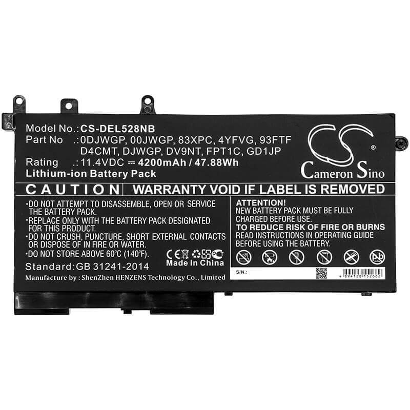 Battery For Dell, Latitude 12 5290, Latitude 5280, Latitude 5288 11.4v, 4200mah - 47.88wh Notebook, Laptop Cameron Sino Technology Limited