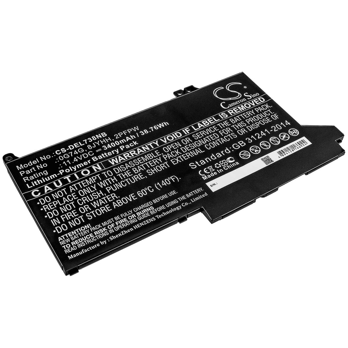 Battery For Dell, Latitude 12 5300, Latitude 12 7280, Latitude 12 7300 11.4v, 3400mah - 38.76wh Notebook, Laptop Cameron Sino Technology Limited
