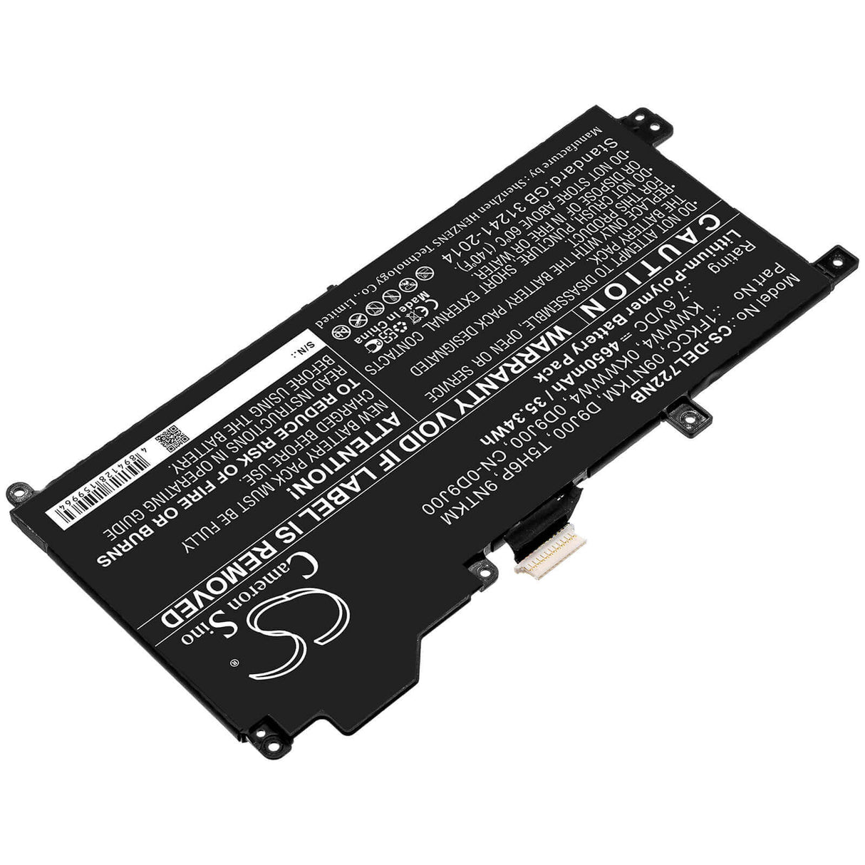 Notebook Battery For Dell, Latitude 12 7200, Latitude 7200 2-in-1 7.6v, 4650mah - 35.34wh Notebook, Laptop Cameron Sino Technology Limited