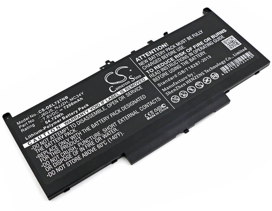 Notebook Battery For Dell, Latitude 12 E7270, Latitude 12 E7470 7.6v, 7200mah - 54.72wh Notebook, Laptop Cameron Sino Technology Limited