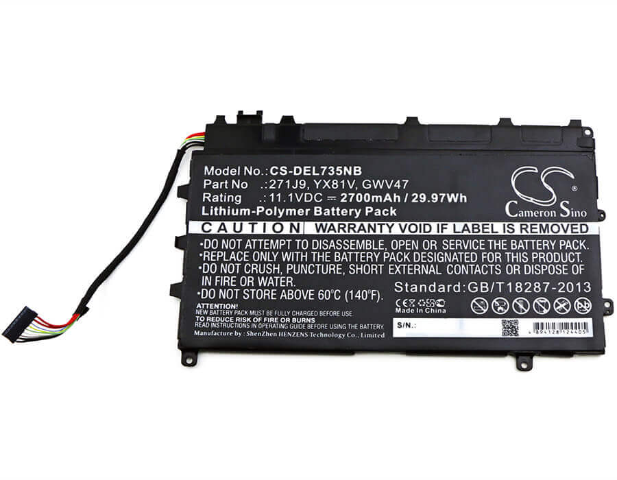 Battery For Dell, Latitude 13 7000, Latitude 7350 11.1v, 2700mah - 29.97wh Notebook, Laptop Cameron Sino Technology Limited