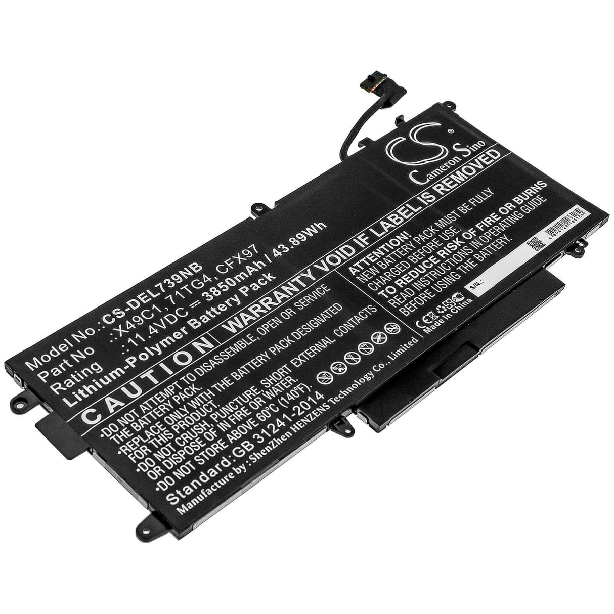 Battery For Dell, Latitude 5289 2-in-1, Latitude 7390 2-in-1 11.4v, 3850mah - 43.89wh Notebook, Laptop Cameron Sino Technology Limited