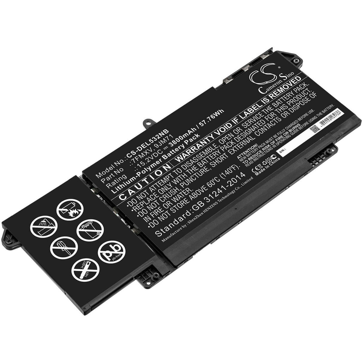 Battery For Dell, Latitude 5320, Latitude 7320, Latitude 7420 15.2v, 3800mah - 57.76wh Notebook, Laptop Cameron Sino Technology Limited