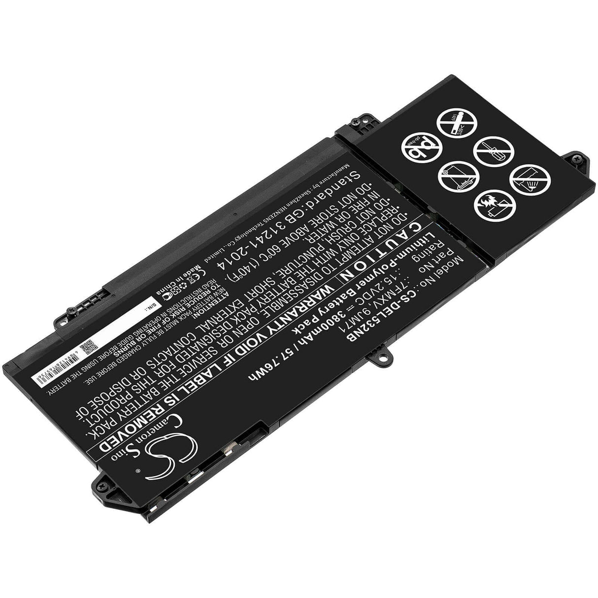 Battery For Dell, Latitude 5320, Latitude 7320, Latitude 7420 15.2v, 3800mah - 57.76wh Notebook, Laptop Cameron Sino Technology Limited
