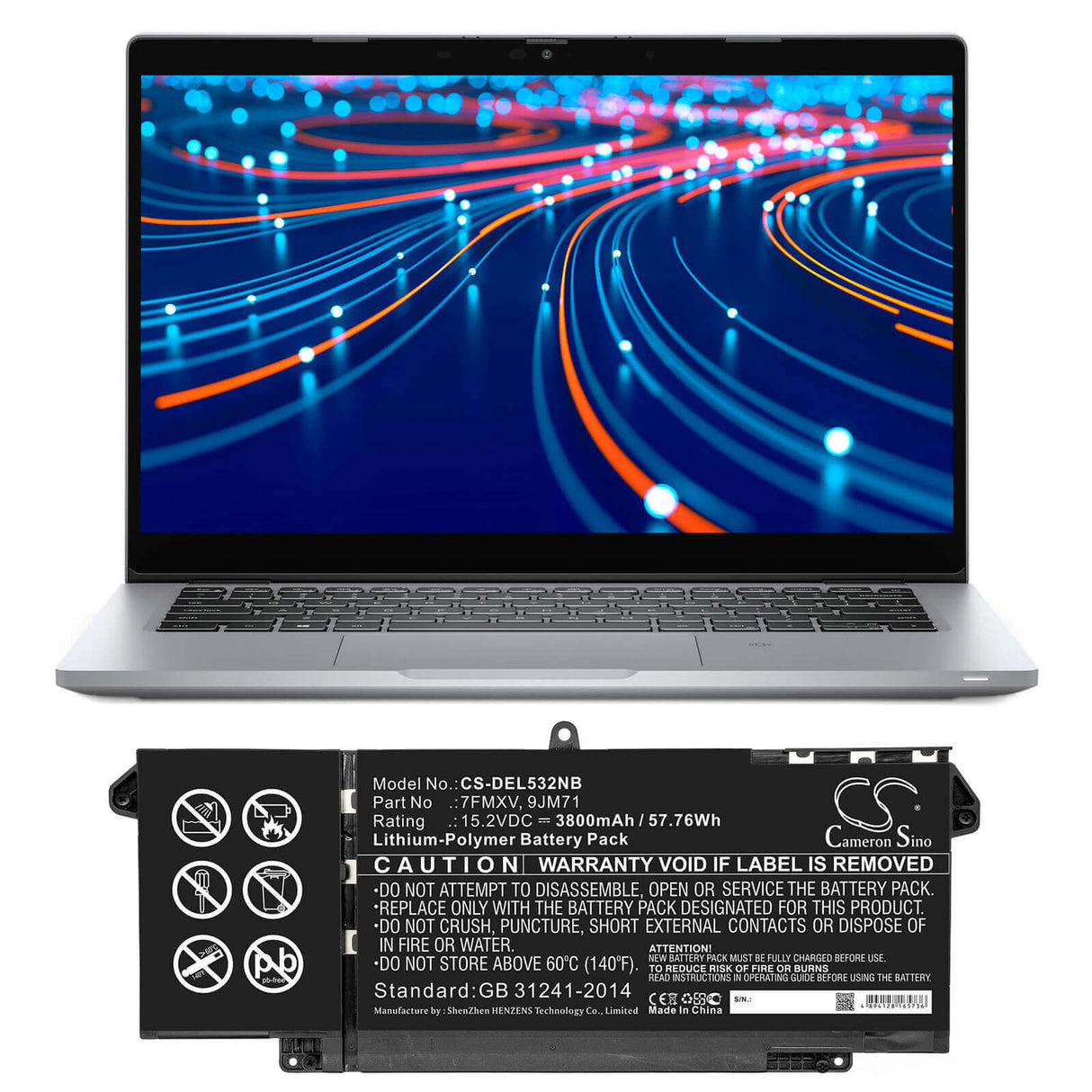 Battery For Dell, Latitude 5320, Latitude 7320, Latitude 7420 15.2v, 3800mah - 57.76wh Notebook, Laptop Cameron Sino Technology Limited