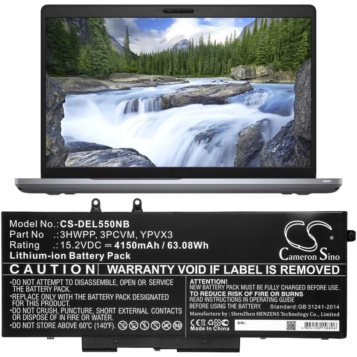 Battery For Dell, Latitude 5401, Latitude 5501 15.2v, 4150mah - 63.08wh Notebook, Laptop Cameron Sino Technology Limited