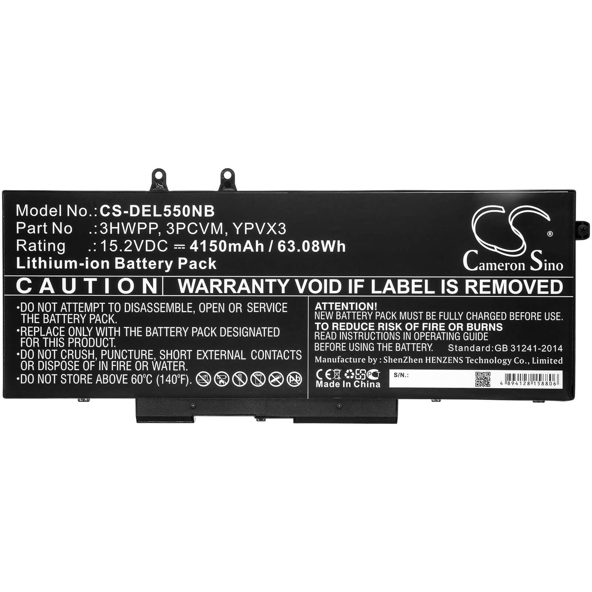 Battery For Dell, Latitude 5401, Latitude 5501 15.2v, 4150mah - 63.08wh Notebook, Laptop Cameron Sino Technology Limited