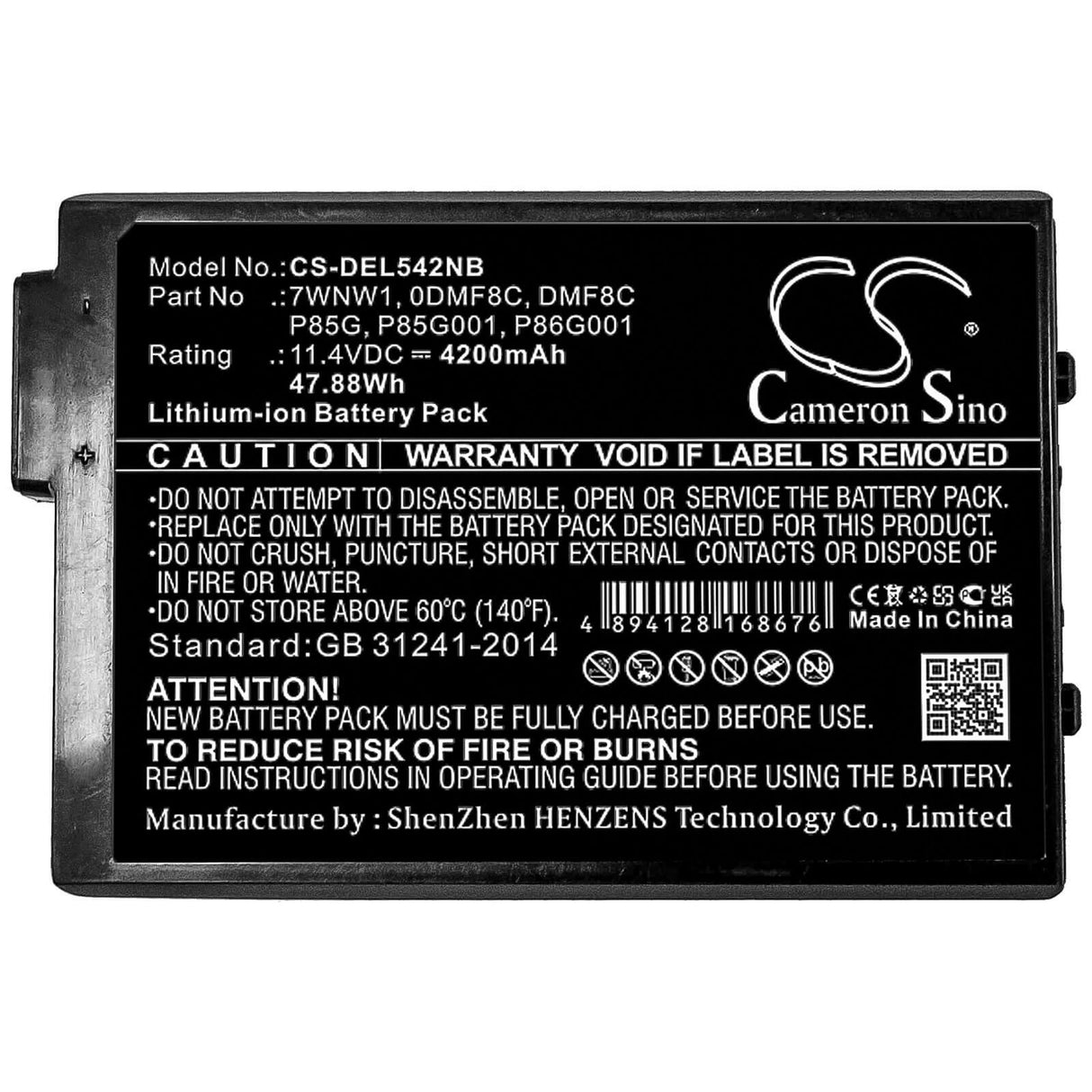 Battery For Dell, Latitude 5420, Latitude 5424, Latitude 7424 11.4v, 4200mah - 47.88wh Notebook, Laptop Cameron Sino Technology Limited