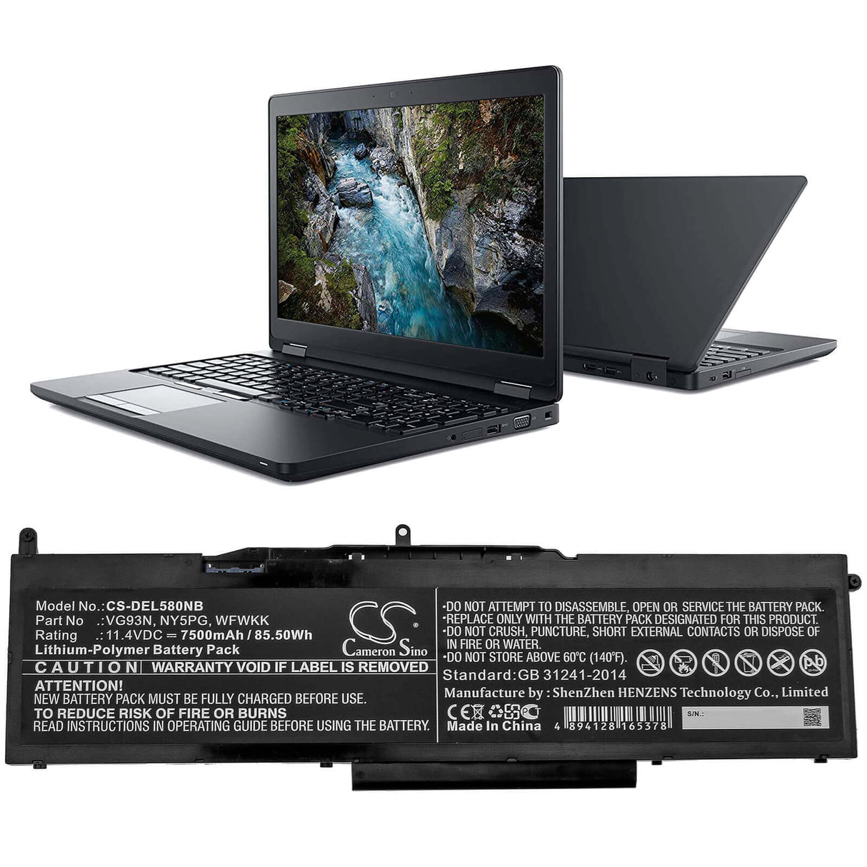 Battery For Dell, Latitude 5580, Latitude 5591, Precision 15 3520 11.4v, 7500mah - 85.50wh Notebook, Laptop Cameron Sino Technology Limited