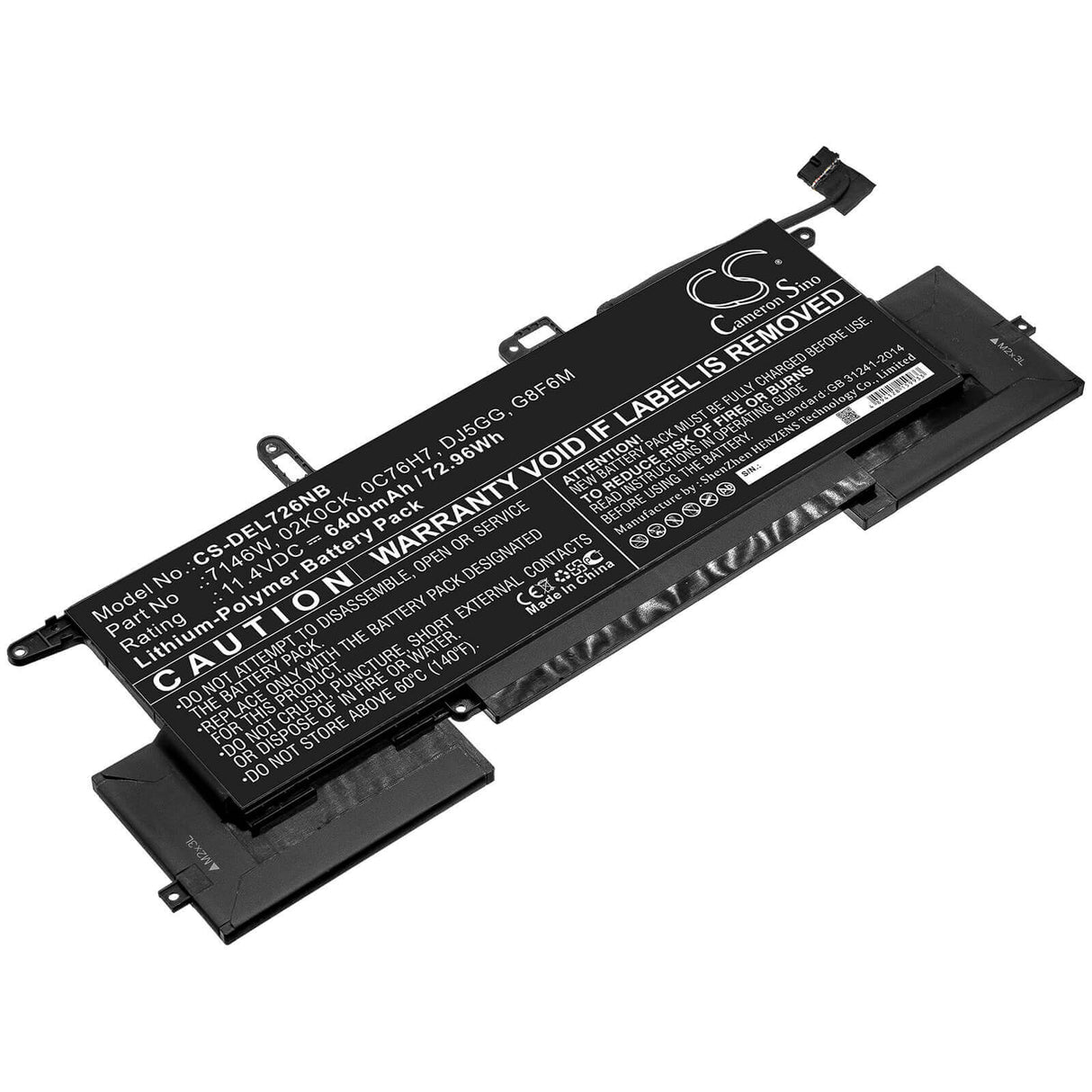 Battery For Dell, Latitude 7400 2-in-1, Latitude 7400 2-in-1 (n020l7400c-d1706cn) 11.4v, 6400mah - 72.96wh Notebook, Laptop Cameron Sino Technology Limited