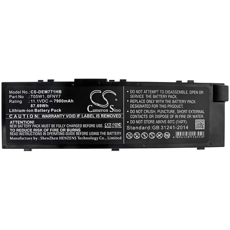 Battery For Dell, Precision 15 7000, Precision 15 7510 11.1v, 7900mah - 87.69wh Notebook, Laptop Cameron Sino Technology Limited