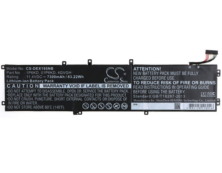 Notebook battery For Dell, Precision 5510, Xps 15 9530, Xps 15 9550 11.4v, 7300mah - 83.22wh Notebook, Laptop Cameron Sino Technology Limited