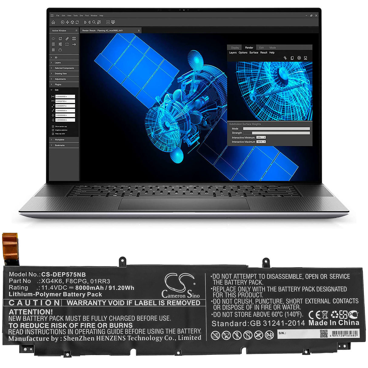 Battery For Dell, Precision 5750 0yy3v, Precision 5750 370p9, Precision 5750 3jgt0 11.4v, 8000mah - 91.20wh Notebook, Laptop Cameron Sino Technology Limited