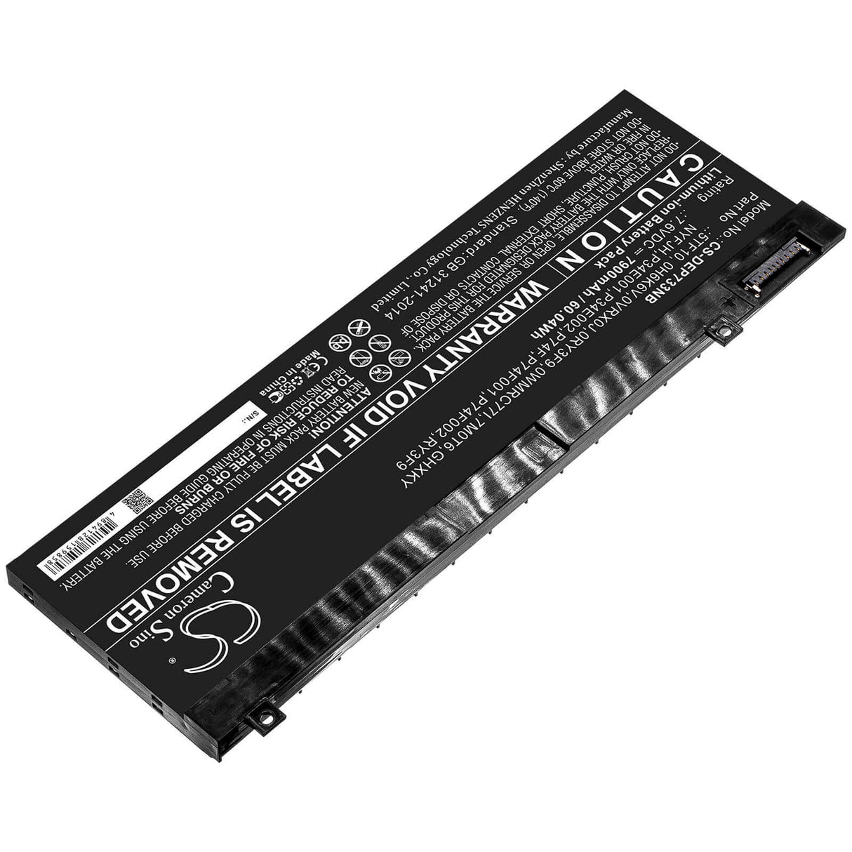 Notebook battery For Dell, Precision 7330, Precision 7530, Precision 7540 7.6v, 7900mah - 60.04wh Notebook, Laptop Cameron Sino Technology Limited