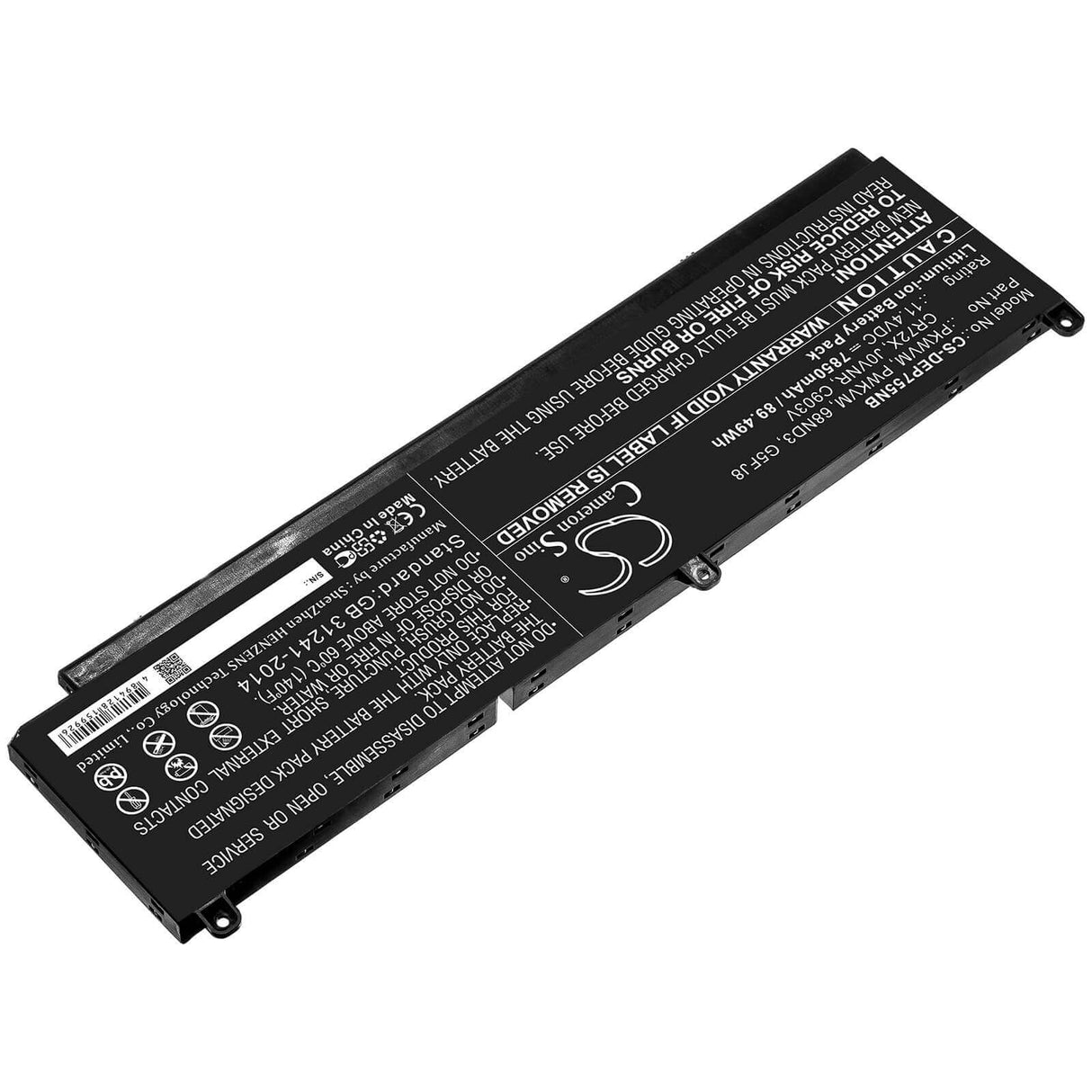 Battery For Dell, Precision 7550 11.4v, 7850mah - 89.49wh Notebook, Laptop Cameron Sino Technology Limited