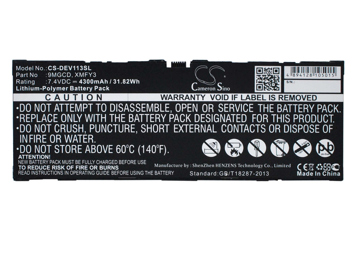 7.4V, Li-Polymer, 4300mAh, Batterie pour tablette compatible avec Dell, 0t8nh4, T06g, Venue 11 Pro 32, 31.82Wh Tablette Cameron Sino Technology Limited