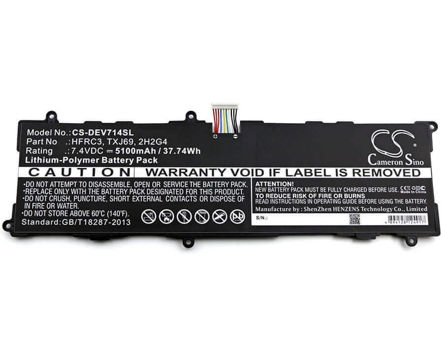 7.4V, Li-Polymer, 5100mAh, Tablet battery fits Dell, 2h2g4, Venue 11 Pro 7140, Venue 11 Pro 7140 Tablet, 37.74Wh Tablet Cameron Sino Technology Limited