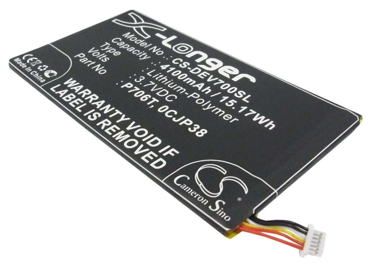 3.7V, Li-Polymer, 4100mAH, Tablet battery fits Dell, 0cjp38, Venue 7, Venue 7 3740, 15.17Wh Tablet Cameron Sino Technology Limited