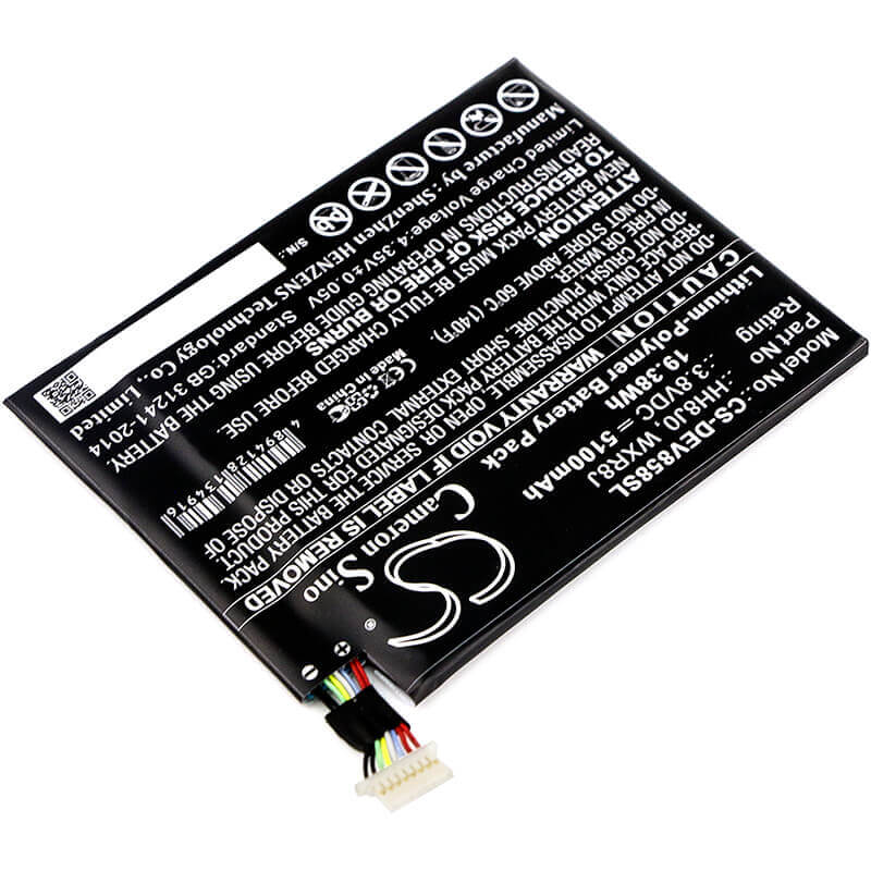 3.8V, Li-Polymer, 5100mAh, Tablet battery fits Dell, 0hh8j0, Venue 8 Pro 5855, 19.38Wh Tablet Cameron Sino Technology Limited