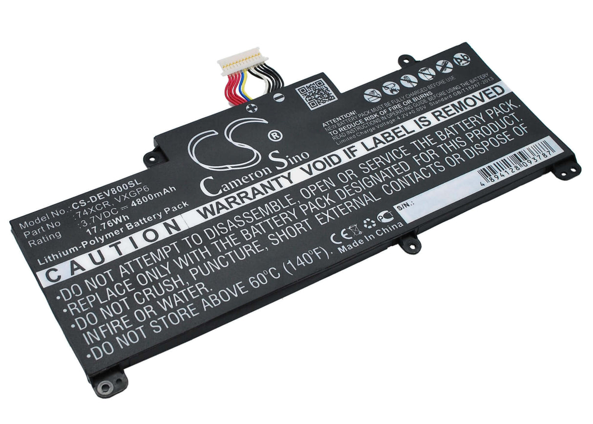 3.7V, Li-Polymer, 4800mAh, Tablet battery fits Dell, 74xcr, T01d, T10d-5830, 17.76Wh Tablet Cameron Sino Technology Limited