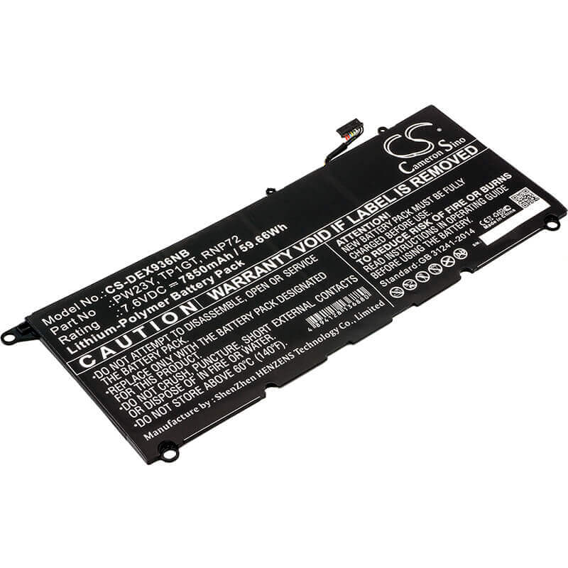 Battery For Dell, Xps 13 9360, Xps 13 9360-d1605g, 7.6v, 7850mah - 59.66wh Notebook, Laptop Cameron Sino Technology Limited