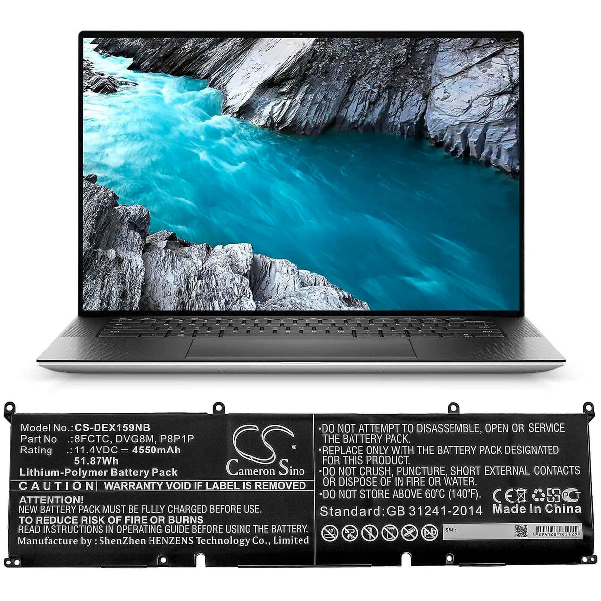 Notebook Battery For Dell, Xps 15 9500, Xps 15-9500-r1505s, 11.4v, 4550mah - 51.87wh Notebook, Laptop Cameron Sino Technology Limited