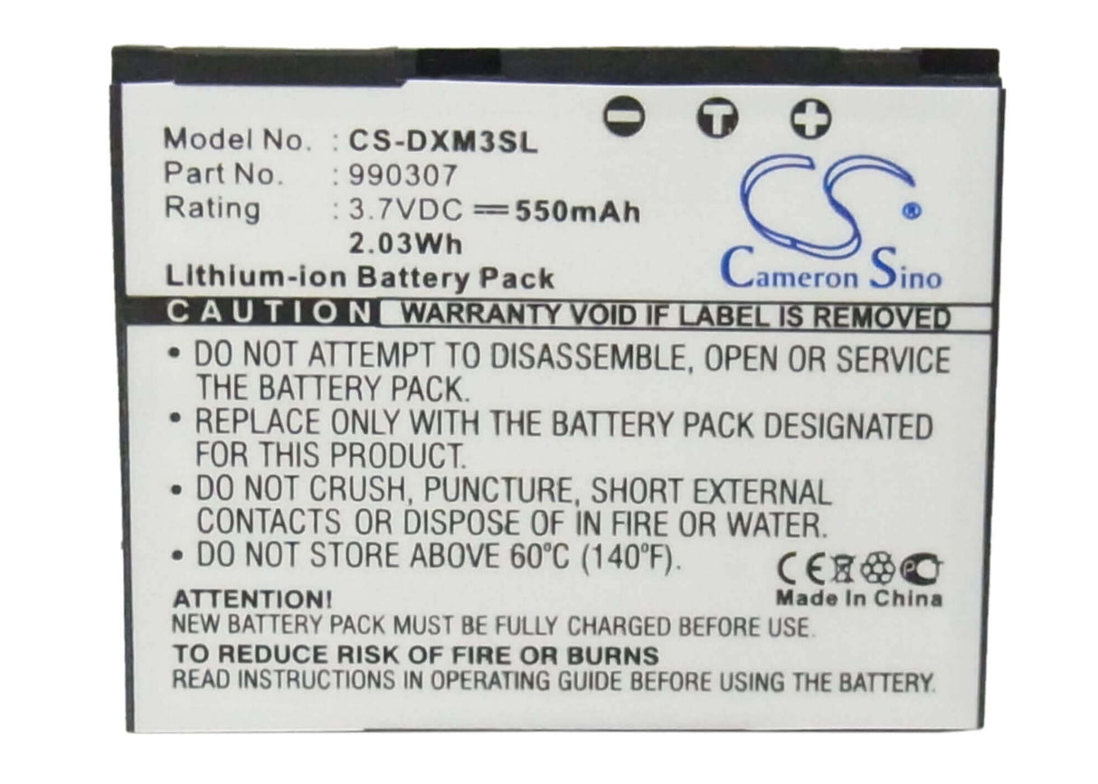 3.7V, Li-ion, 550mAh, Media Player battery fits Delphi, 990307, Sa10225, Xm Skyfi 3, 2.04Wh Media Player Cameron Sino Technology Limited