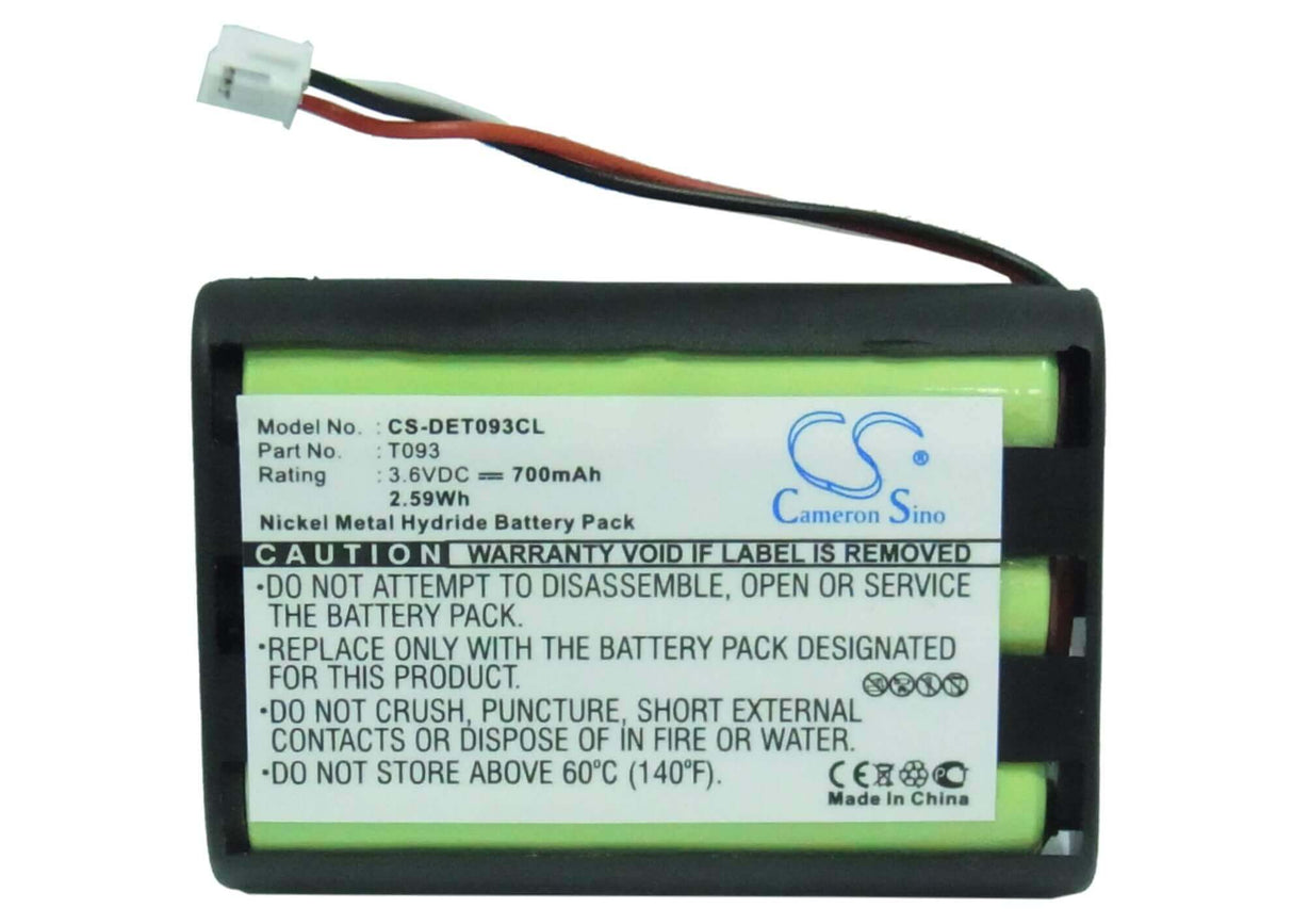 3,6V, Ni-MH, 700mAh, batterie de téléphone sans fil compatible avec Detewe, T093, Magic, Nova, 2,52Wh Téléphone sans fil Cameron Sino Technology Limited (Suspendu)