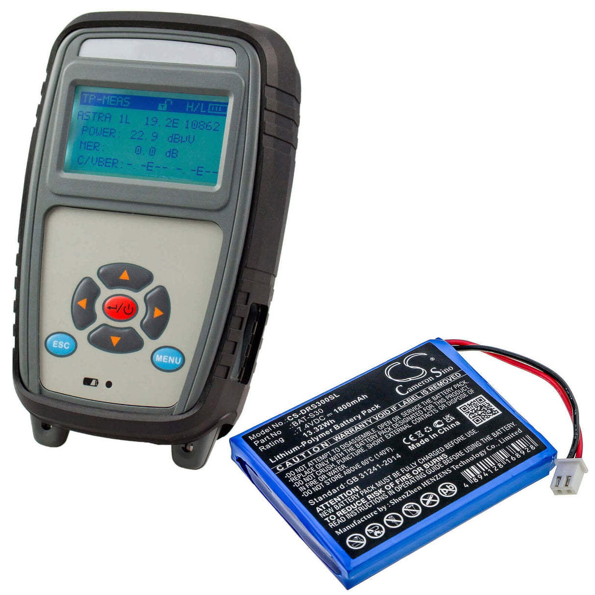 7.4V, Li-Polymère, 1800mAh, Batterie d'équipement compatible avec Deviser, Bat-s30, S30, 13.32Wh Équipement, Enquête, Test Cameron Sino Technology Limited