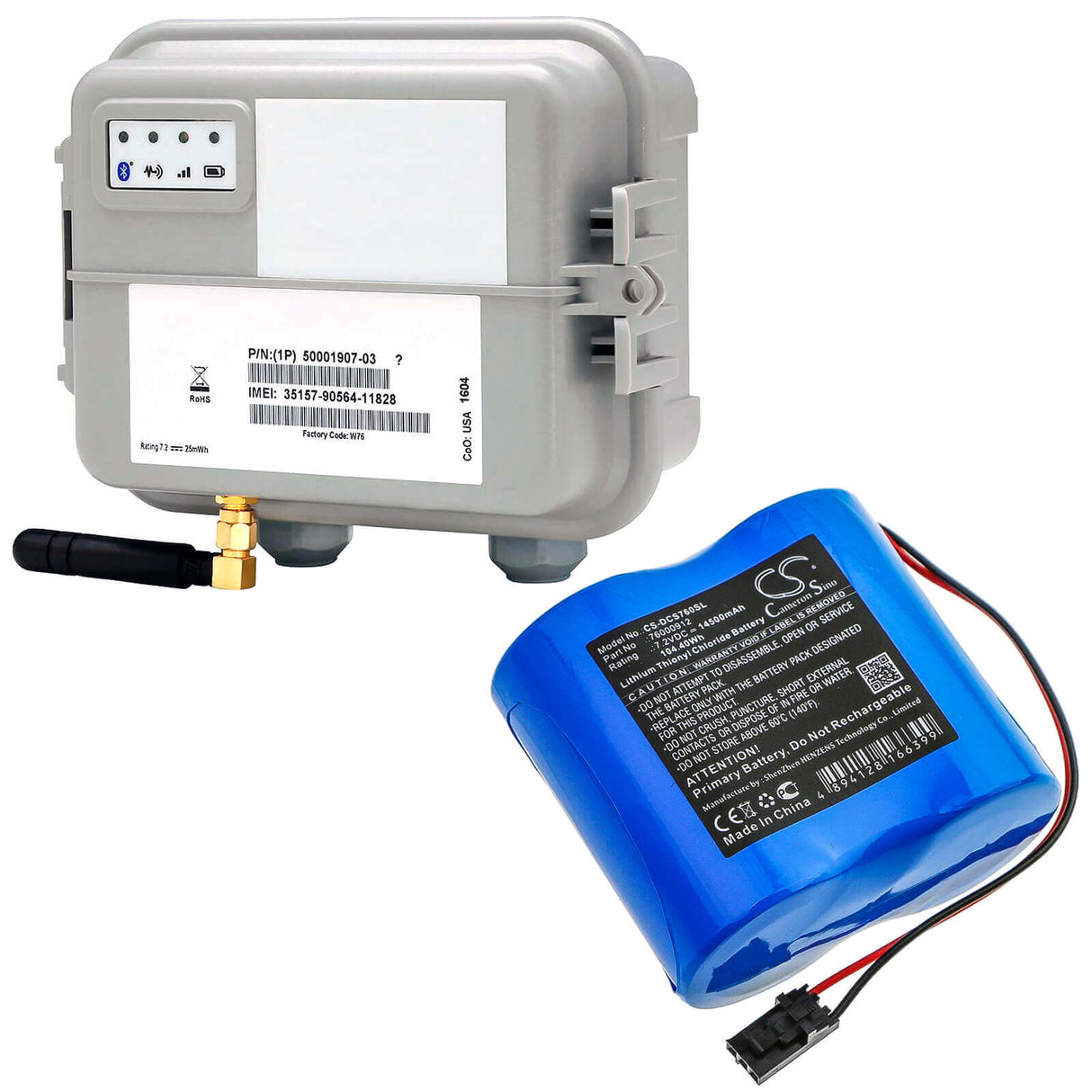 7.2V, Li-SOCl2, 14500mAh, Equipment battery fits Digi, 76000912, Connect Sensor+, 104.4Wh Equipment, Survey, Test Cameron Sino Technology Limited (Dangerous Goods)