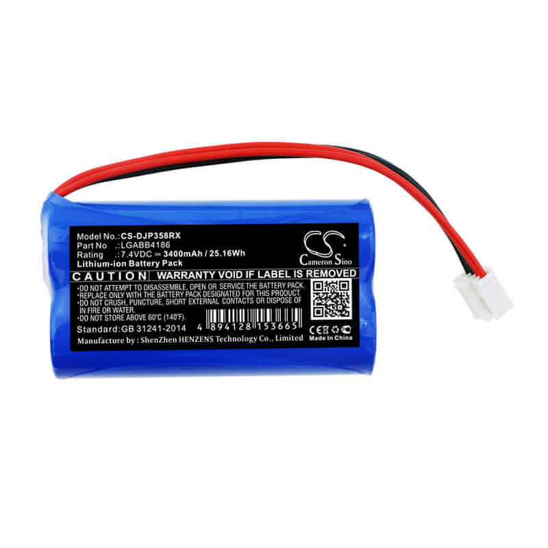 7.4V, Li-ion, 3400mAh, batterie de télécommande compatible avec Dji, Lgabb4186, Gl358wb, Phantom 3 4k, 25.16Wh Télécommande Cameron Sino Technology Limited