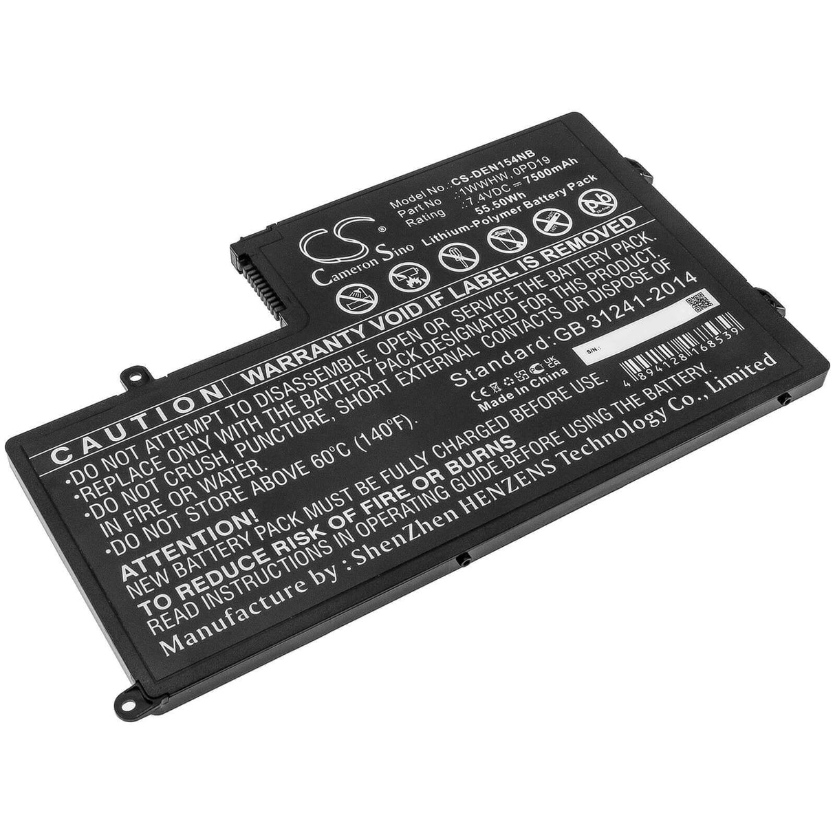 Battery For Dll, Ins14md-1328r, Ins14md-1328s, Ins14md-1528r 7.4v, 7500mah - 55.50wh Notebook, Laptop Cameron Sino Technology Limited