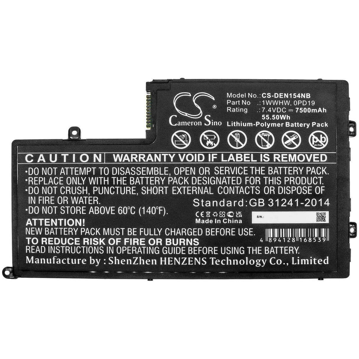 Battery For Dll, Ins14md-1328r, Ins14md-1328s, Ins14md-1528r 7.4v, 7500mah - 55.50wh Notebook, Laptop Cameron Sino Technology Limited