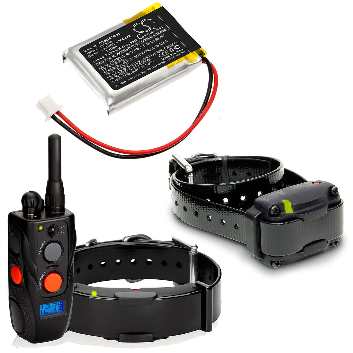 3,7V, Li-Polymer, 300mAh, Batterie de collier pour chien compatible avec Dogtra, Bp37w, Récepteur 280c, Récepteur 282c, 1,11Wh Collier pour chien Cameron Sino Technology Limited