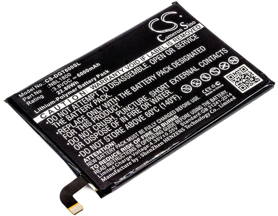 3.8V, Li-Polymer, 6000mAh, SmartPhone battery fits Doogee, Nbl1800, Homtom Ht6, T6, 22.8Wh Mobile, SmartPhone Cameron Sino Technology Limited (Smartphone)