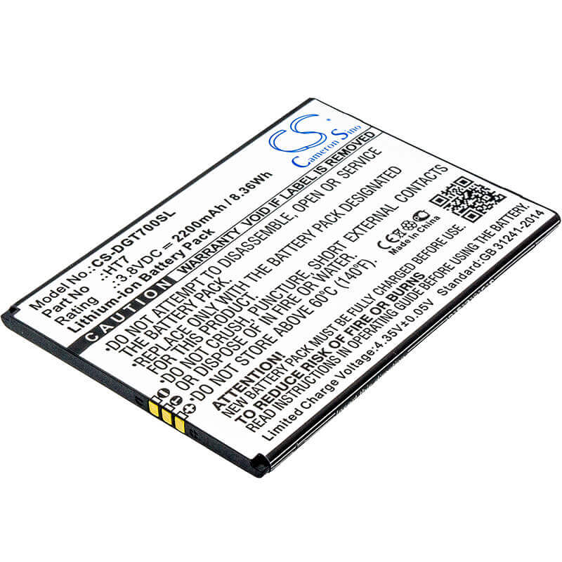 3.8V, Li-ion, 2200mAh, SmartPhone battery fits Doogee, Ht7, Homtom Ht7, T7, 8.36Wh Mobile, SmartPhone Cameron Sino Technology Limited (Smartphone)