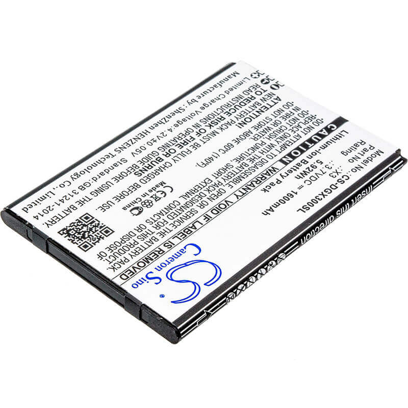 3,7V, Li-ion, 1600mAh, batterie de smartphone compatible avec Doogee, X3, X3, 5,92Wh Mobile, SmartPhone Cameron Sino Technology Limited (Smartphone)