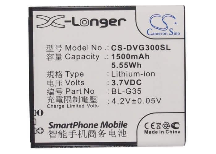 Battery For Doov D300, Ieva D300, D900 3.7v, 1500mah - 5.55wh Batteries for Electronics Cameron Sino Technology Limited (Suspended)