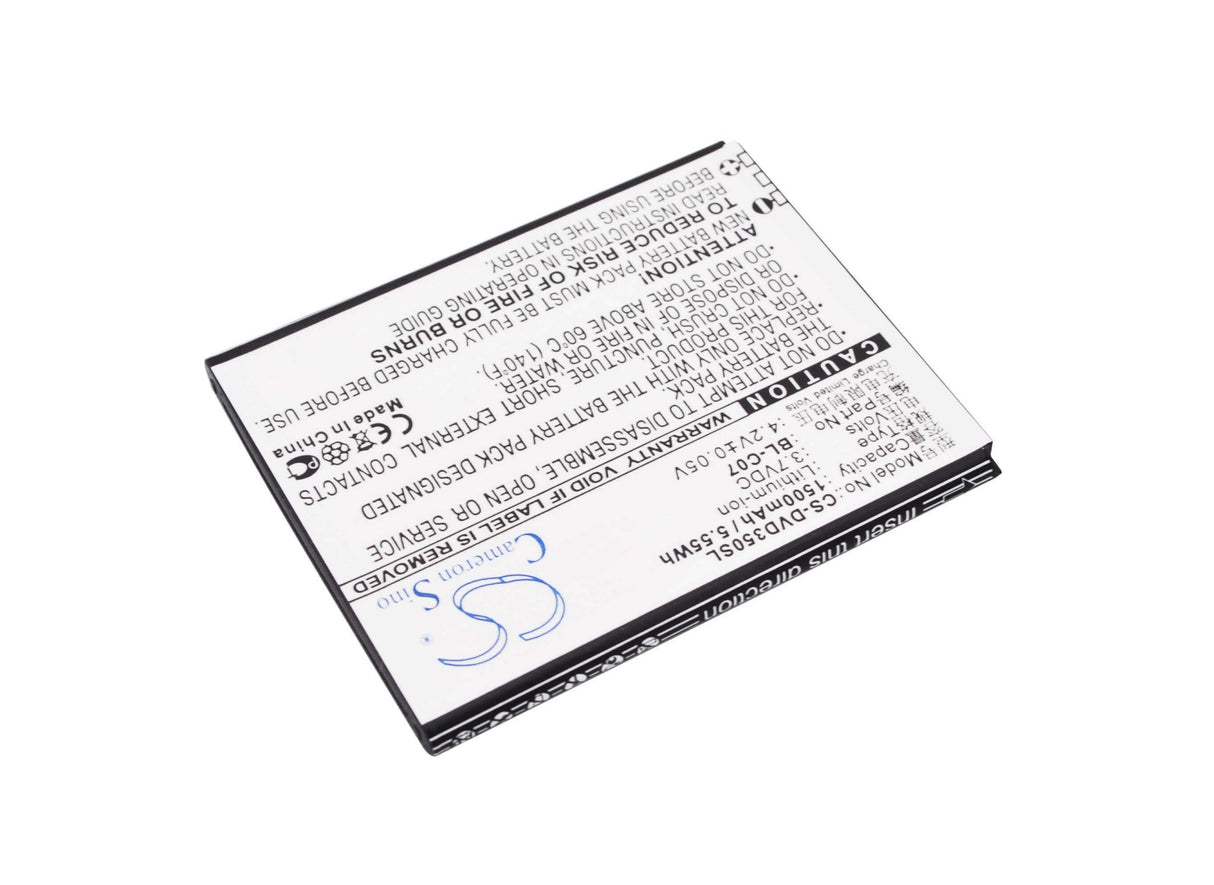 3.7V, Li-ion, 1500mAh, SmartPhone battery fits Doov, Bl-c07, D350, 5.55Wh Mobile, SmartPhone Cameron Sino Technology Limited (Suspended)