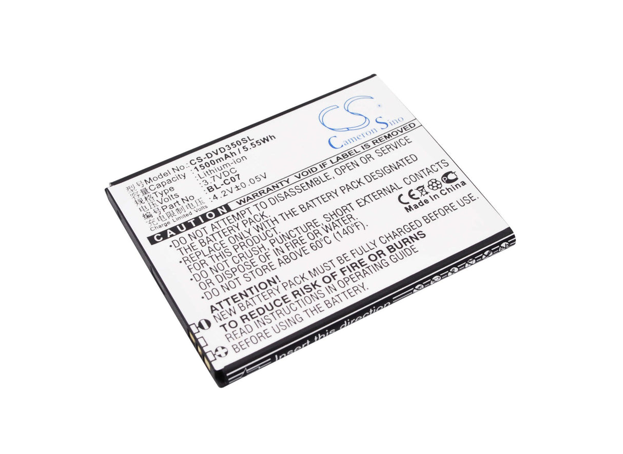 3.7V, Li-ion, 1500mAh, SmartPhone battery fits Doov, Bl-c07, D350, 5.55Wh Mobile, SmartPhone Cameron Sino Technology Limited (Suspended)