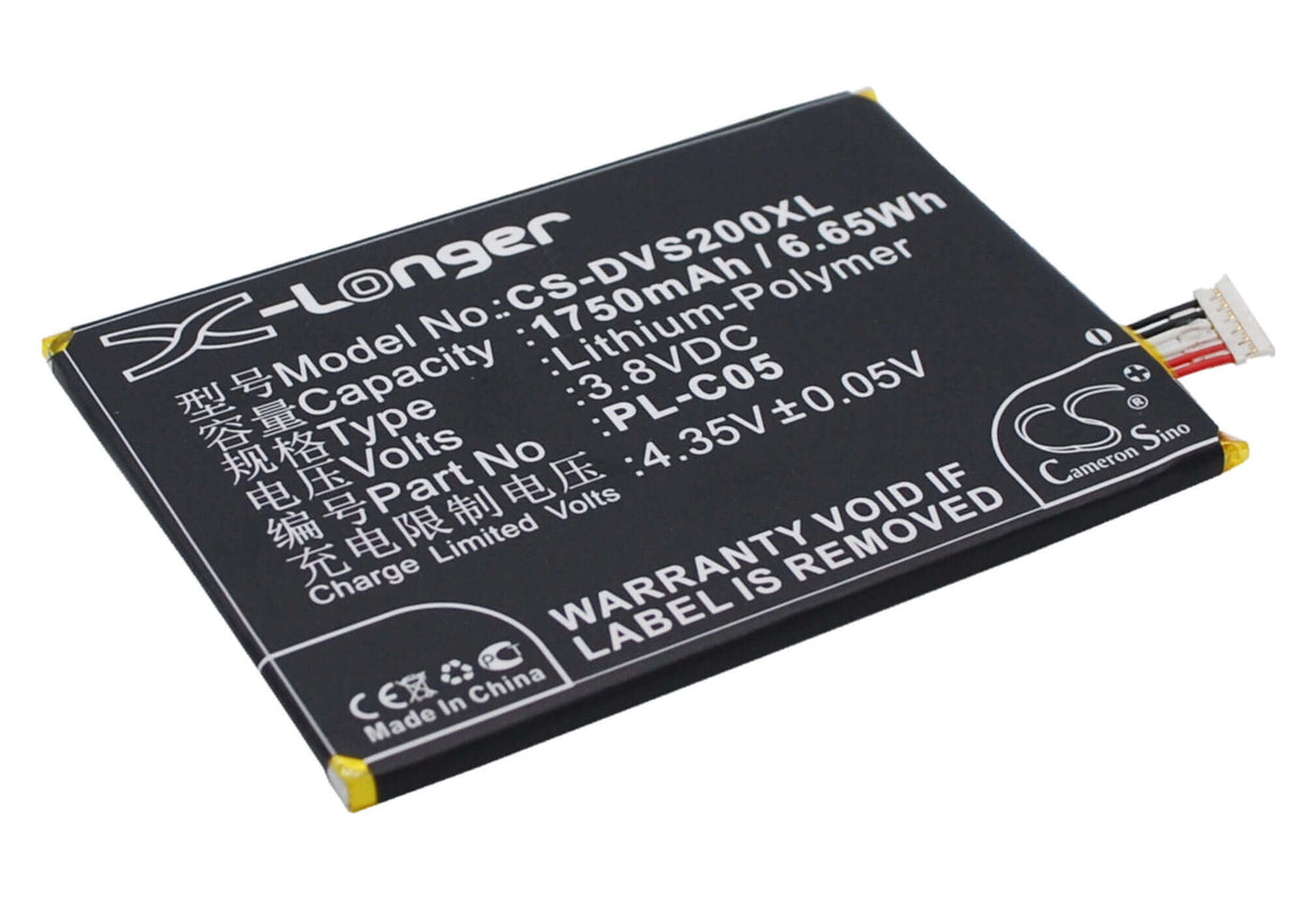 3.8V, Li-Polymer, 1750mAh, SmartPhone battery fits Doov, Pl-c03, Doov S2, 6.65Wh Mobile, SmartPhone Cameron Sino Technology Limited (Suspended)