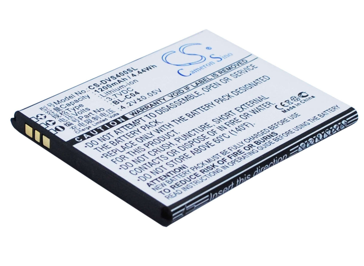 3.7V, Li-ion, 1200mAh, SmartPhone battery fits Doov, Bl-c04, D500, Isuper S1, 4.44Wh Mobile, SmartPhone Cameron Sino Technology Limited (Suspended)